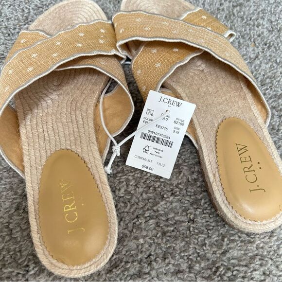 NWOB J. Crew Scalloped polka-dot slide sandals in Polkadot Raffia | Size 9 - Picture 4 of 6
